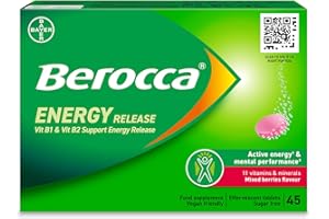 Berocca Vitamin C Effervescent Tablets - Including B Vitamins, Magnesium, Calcium & Zinc - Support Energy Release & Immune System - 45 Tablets - Mixed Berries Flavour