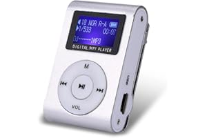 CUIFATI Mini reproductor de música MP3 portátil de alta fidelidad con sonido sin pérdidas con ranura para memoria y batería de larga duración para exteriores, auriculares incluidos, admite hasta 32 GB (Plata)