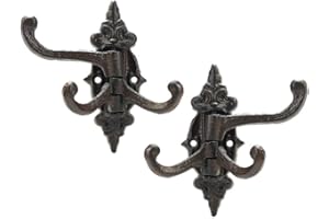 Sungmor 2 Piezas de Hierro Fundido Flexible y Funcional Gancho de Pared Giratorio, Gancho de Abrigo Vintage Colgador de Cama de Flores para jardín Sombrero Bolsa de Toalla, Colgador de Herramientas