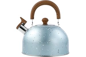 Syfunlv 2L Bouilloire Sifflante Induction, Bouilloire à Flûte en Acier Inoxydable, Inox Théières pour Cuisinière, Bouilloire À Thé Sifflante avec Poignée Résistant À La Chaleur, pour Tous Feux (Blue)