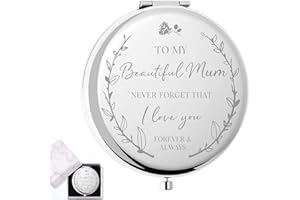 AWKEEGEED Mum Birthday Gifts for Mum-I Love You Mum Compact Mirror-Mothers Day Mum Gifts from Daughter or Son-Best Presents for Mum(Silver)