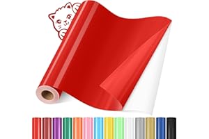 YAFLC Vinilo Adhesivo Rojo, 30.5 x 366 cm Vinilo Permanente Rollo para Cricut, Vinilo Adhesivo para Vidrio, Tazas de Café, Cerámica, Regalos de Bricolaje