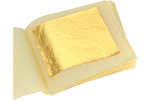 ELKFLEE 10Pcs Gold Leaf Sheets, Edible Gold Foil Flakes 4.33 x 4.33 cm Gold Leaf Foil Paper for Cakes Drinks Decoration DIY Nails Arts Beauty Gilding Makeup Jewelry Making Artwork Painting Crafting
