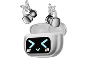 ZOMBIES CAT Jewellery Clip On Kopfhörer,Open Ear Kopfhörer Bluetooth 5.4 Mit Intelligenter Touchscreen,3.7G Kabellos Sport Kopfhörer,Ip45 Wasserdicht,Ai-Enc Clear Calls,Hy-C02,Diamant-Ohrring Silber