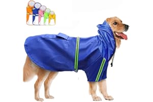 FEimaX Impermeable para Perros Abrigo Impermeables con Capucha, Chubasquero Reflectante y Ajustable, Poncho de Lluvia Impermeable para Perros Pequeños medianos y Grandes