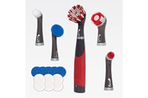 Rubbermaid Cleaning Power Scrubber Complete Home, Microfiber Plastic, Red and Gray, 18-Piece Kit