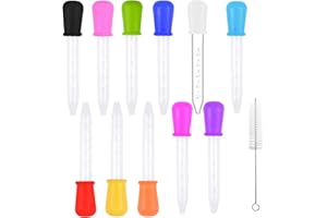 ZIRANEE Pipette Contagocce,11 PCS Plastica Droppers per Liquidi + 1 Pennello per la Pulizia 5 ML Silicone Contagocce Dispenser per Trasferimento per Caramelle Artigianato Artistico Gommoso Cioccolato