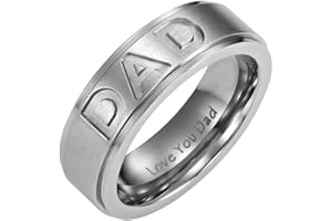 Willis Judd Men's DAD Titanium 7mm Ring Engraved Love You Dad with Gift Pouch