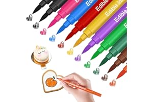 WUGU Penne Coloranti per Alimenti, 11 pezzi di Pennarello Commestibile a Doppia Faccia, per Decorare Fondente, Torte, Biscotti, Glassa, Uova di Pasqua, Punta Spessa e Punta Fine (11pcs)