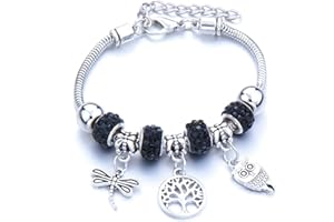 LuLiyLdJ Bracelet femme, bracelet chaîne en acier inoxydable avec pendentifs en perles et cristal