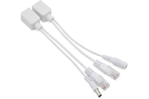 HSeaMall 1 Pair Passive Power over Ethernet RJ45 PoE Adapter Injector + Splitter Kit 5v 12v 24v 48v (White)