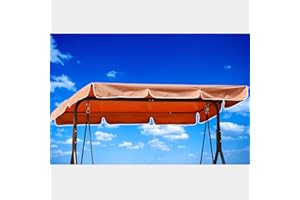 VWACBOAW Hollywood Swing Roof Cover, Replacement Roof Hollywood Swing 210 x 145 cm, Waterproof, Windproof, Tear-Resistant, Polyester Cloth, Anti-UV, Dustproof (250 x 190 cm, Orange)