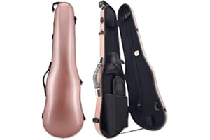 WUQIMUSC Custodia rigida per violino 4/4, leggera, in fibra di carbonio, robusta, protettiva, con cinghie posteriori regolabili e comoda fibbia di bloccaggio, 1,54 kg, rosa