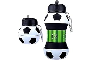 Louis Donné Faltbare Trinkflasche für Kinder, 550ML BPA frei Wasserflasche aus Silikon, Fußball Sportflasche für Schule, Freizeit und Sport