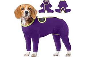 IECOii Dog Surgery Recovery Suit Long Sleeve,Easy-On Dog Recovery Suits,Post Surgery DogOnesie,DogBody Suit After Surgery to Stop Licking,Dogs Surgical Vest,Dogs Cone Collar Alternatives,Purple,S