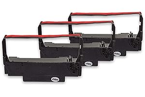 3x ruban, ruban en nylon, bande d'encrage vhbw de type ERC-38 B/R, ERC-30, ERC-34 pour imprimante matricielle Epson TM-U325, TM-U370, TM-U375