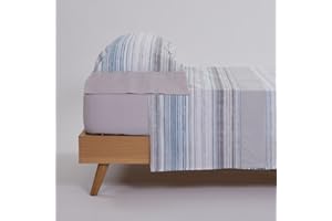 10XDIEZ Juego sábanas algodón poliéster (Allison Gris - Cama 80cm)