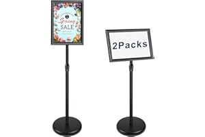 NEWZEALKIDS NewZeal - Soporte de exhibición para póster A4, soporte de aluminio para carteles, ángulo y altura ajustable, para exhibición de actividades de boda/negocios (negro)