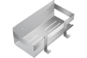 JOLY FANG Étagère de Douche Auto-adhésif, Etagère Salle de Bain Sans Percage avec Crochet Acier Inoxydable SUS304 (Argent)