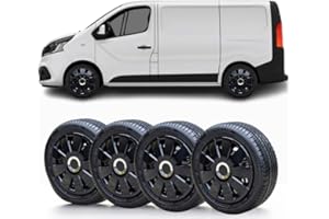 SOLIP 16" wheel trims, Hubcaps, Set of 4 for Vauxhall Vivaro, Citroen Dispatch, Peugeot Expert,Alloy wheels look covers,16" Black Matt