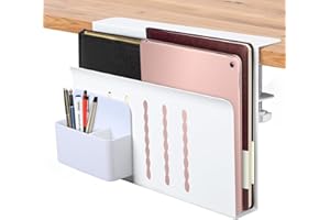 Yuehuamech Rangement latéral de bureau pour ordinateur portable - Support vertical sans perçage à suspendre sous le bureau - Organiseur de rangement avec pince sur le côté du bureau - Étagère de