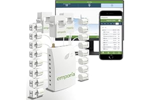 ‎EMPORIA ENERGY EMPORIA ENERGY 3-Phasen-Emporia Intelligentes Zuhause-Energiemonitor, Echtzeit-Strommonitor, Messgerät | Solar-/Nettozähler (Monitor mit 16 50A Sensoren)