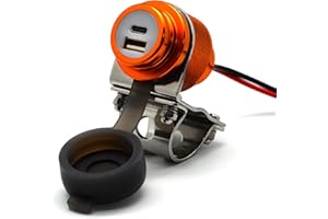 Cliff Top 36W PD USB-C and QC 3.0 Aluminium Motorcycle Handlebar USB Charger for 7/8’’ and 1’’ Handlebars - Prevents Battery Drain (Gold)