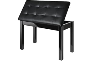 AODSK Wooden Duet Piano Bench with Padded Cushion and Storage Compartment for Music Books 29.13''x12.99''x18.11''(Black) (Duet Piano Bench)