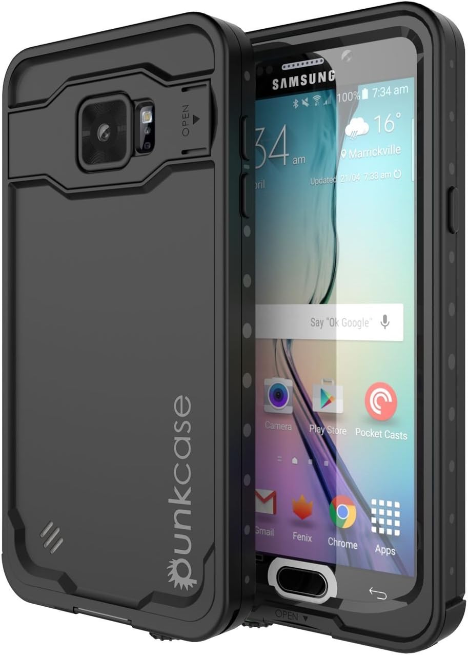 Galaxy Note 5 Waterproof Case, Punkcase StudStar Black Samsung Galaxy Note 5 Thin Fit 6.6ft Underwater IP68 Shockproof Dirtproof Snowproof Case