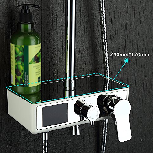 Homelody 3-Funktion Duscharmatur Duschsystem mit LCD Wassertemperatur Display Duschset mit Rainshower Regendusche Handbrause und Duschstange für Dusche - 4
