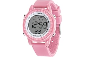 Bigmeda Montre Enfant Numérique Sport 30M Etanche Multifonction Montre électronique Enfant 7 Couleur LED Rétro Eclairage pour 5 Ans à 14 Ans Enfants Fille Garçon
