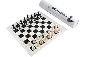 Andux Chess Game Set Pièces D'échecs et Plateau Enroulable QPXQ-01 (Noir, 35x35cm)
