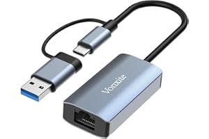 Vonxite USB C to Ethernet Adapter, USB 3.0 Network Adapter, USB to 1000Mbps Gigabit RJ45 LAN Ethernet Adapter, Aluminum Gigabit LAN Wire Adapter Compatible with MacBook, Steam Deck, iPad, TV Box, etc.