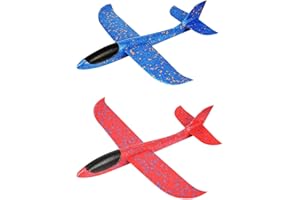 Storm&Lighthouse Foam Glider Large Airplane 48cm Hand Launch Flying Planes Blue and Red Speckled Design Outdoor Throwing Toys Garden Outdoor Games (Red and Blue)