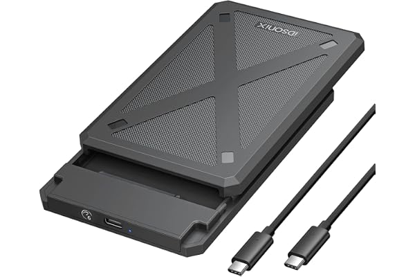 iDsonix Boîtier de Disque Dur 2,5 Pouces 6Gbps USB C 3.1 vers SATA III Boîtier de Disque Dur Externe sans Outil pour Disque Dur SSD HDD 7 mm/9.5 mm 2,5" avec UASP Noir(PW25-1C3)