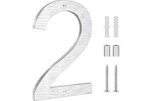 Yafimea numéro de maison exterieur argenté 20 cm – En aluminium massif avec finition brossée, fixation par vis avec effet 3D flottant, résistant aux intempéries, Pour façade, mur, portail, garage (2)