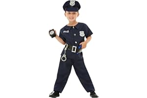 Funidelia | Déguisement de policier pour garçon Agent de Police, FBI, Professions - Déguisement pour enfant et accessoires pour Halloween, carnaval et fêtes - Bleu