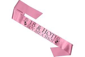 My Pretty Little Gifts 18 & Hot - Buy me a Shot!' Party Sash 18th Birthday Night Going Out Sashes Accessory - Baby Pink, Women: One Size