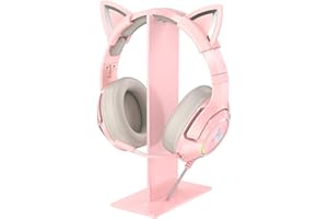 PHNIXGAM RGB Kopfhörer Ständer mit 3.5mm AUX und 3 USB 2.0 Anschlüsse, Universeller Gaming-Headset Ständer Halter für Gamer Gaming PC Zubehör (Rosa (ohne RGB, 3,5mm Anschluss, USB Anschluss))