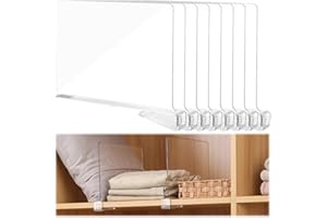LQGTQO Pack of 8 Transparent Acrylic Shelf Dividers, Clothes Storage Organisation, Shelf Dividers, Shelf Dividers for Wardrobe without Drilling, Shelf Divider Wardrobe for Bedroom, Kitchen, Wardrobe
