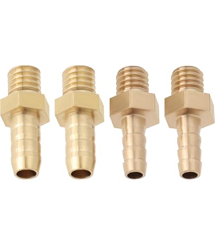 Filettatura Tubo Connettore in Ottone, 6mm Barb x 1/8 Maschio Connettori per Tubi, Raccordo Portagomma Adattatore con Fascetta per Acqua, Gas, Aria ( 6 Pezzi