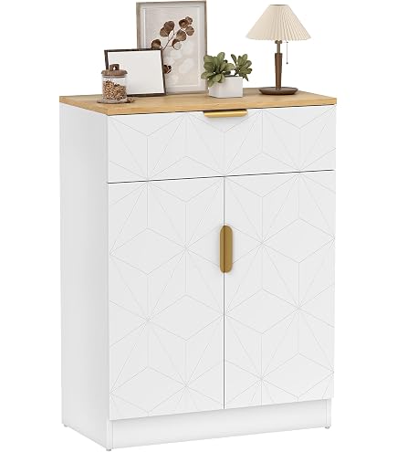 PREMZO Carved Sideboard Wood MDF Cabinet With 2 Doors Freestanding