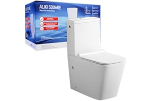 sanicomfort Stand-WC Kombination Aliki Square spülrandlos, inkl. WC-Sitz und Spülkasten mit waagerechtem Abgang