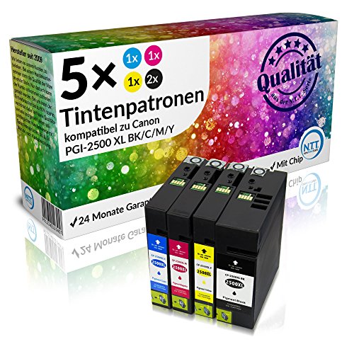 N.T.T.® Kompatibel zu PGI 2500 Tintenpatronen Canon MAXIFY MB5050 MB5350 iB4050 Drucker (2 Schwarz,1 Cyan,1 Magenta,1 Gelb)