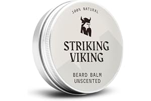 Striking Viking Beard Balm - Natural Mustache & Beard Conditioner Wax With Shea Butter Tea Tree Argan & Jojoba Oil - Unscented Beard Balm - Moustache Balm - Beard Styling Balm