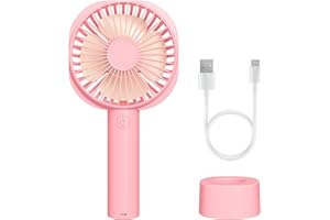 FATE TO FATE Ventilatore Portatile Mini USB Elettrico con Batteria Ricaricabile da 2600 mAh Ventilatore Silenzioso Mano con 3 Velocità Regolabili e Base Staccabile per Ufficio Viaggi Casa Esterni