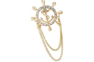 ZUO BAO Spilla a forma di corona reale con timone e nappa, color oro, con ancora marina dorata, con corda, gioiello vintage per gli amanti del mare e Metallo, colore: Oro, cod. NA