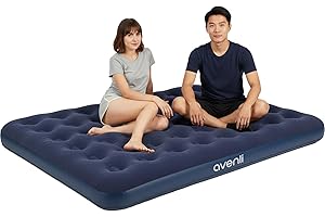 AVENLI Materasso Letto gonfiabile campeggio matrimoniale 203x152x22cm materassi gonfiabile per ospiti e da viaggio superficie di sdraio morbida e floccata per campeggio e casa