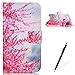 Price comparison product image HUAWEI Honor 8 Case,Feeltech Premium Colorful Pattern Slim Folio PU Leather Wallet Case with [Free 2 in 1 Stylus Pen] Inner TPU Bumper Stand Function [Card Slots] [Magnetic Closure] Full Body Protective Flip Book Style Cover Case With Pink Detachable Hand Strap for HUAWEI Honor 8 - Plum Blossom