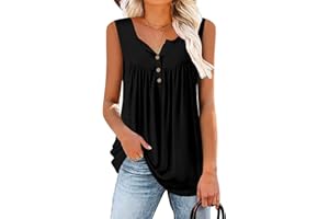 CHICZONE Womens Sleeveless Blouses Loose Fitting V Neck Tank Tops Summer Shirts